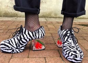 Zebra-print disco platforms.