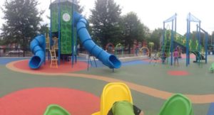 Rides for children in a playground.