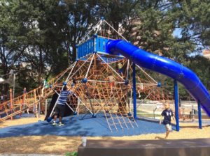 A slide in a children's playground.