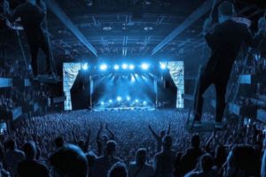 Crowd watching a concert.