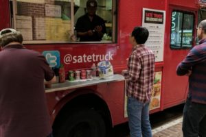 A red food truck