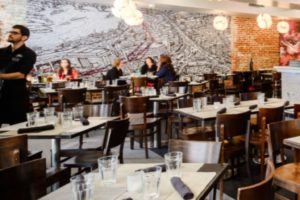 Tables and chairs at a restaurant