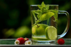 A healthy drink in a glass.