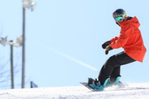 A man skiing at Liberty Mountain Resort. 