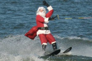 Waterskiing Santa