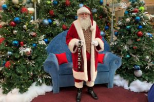 A Santa Clause impersonator at Shop Dulles Town Center