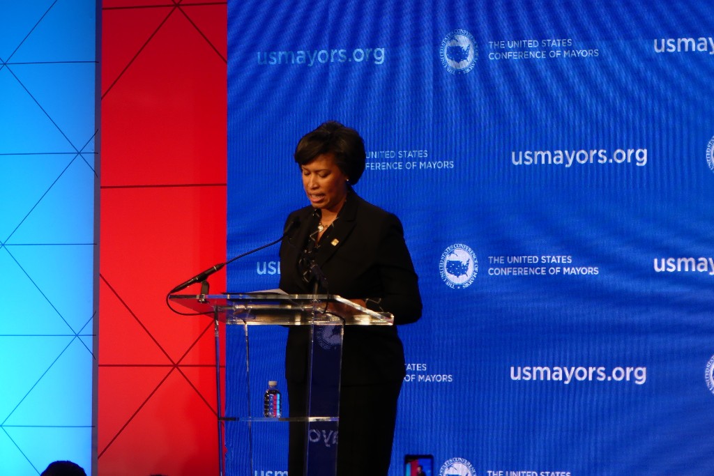 D.C. Mayor Muriel Bowser speaking at the U.S. Conference of Mayors 2020