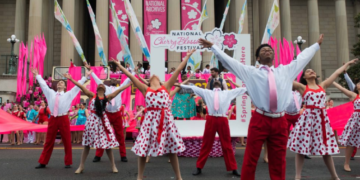 A dance performance during the National Cherry Blossom Festival in D.C.