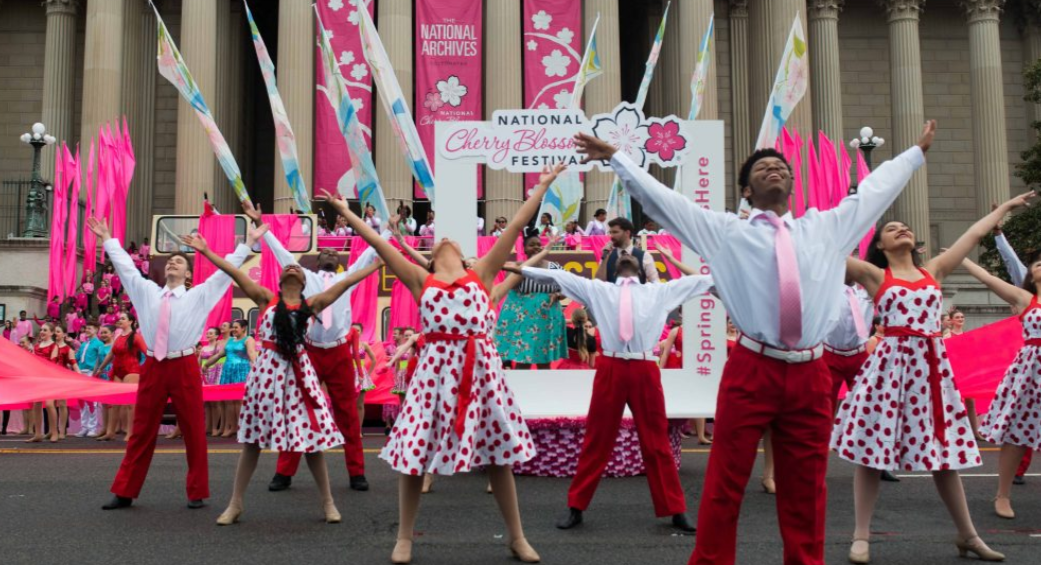 A dance performance during the National Cherry Blossom Festival in D.C.