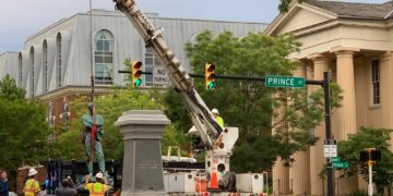 The statute of a Confederate soldier in Alexandria is being removed.