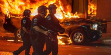 Fires were set in multiple locations during Sunday night's protests in DC.
