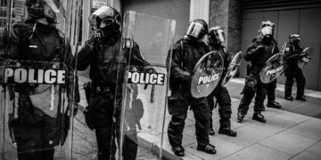 DC police officers in full riot gear.