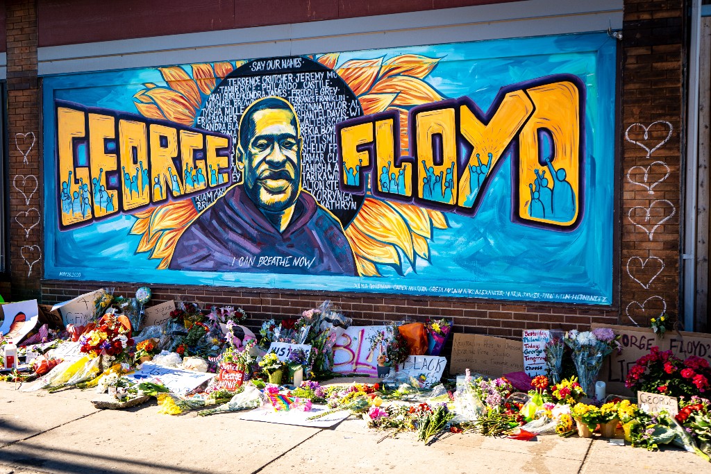 A mural honoring George Floyd in Minneapolis.