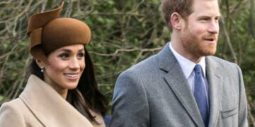 Prince Harry and Meghan Markle going to church at Sandringham on Christmas Day 2017.