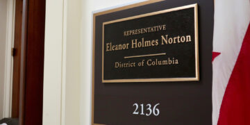 The sign outside the office of Congresswoman Eleanor Holmes Norton (D-DC)