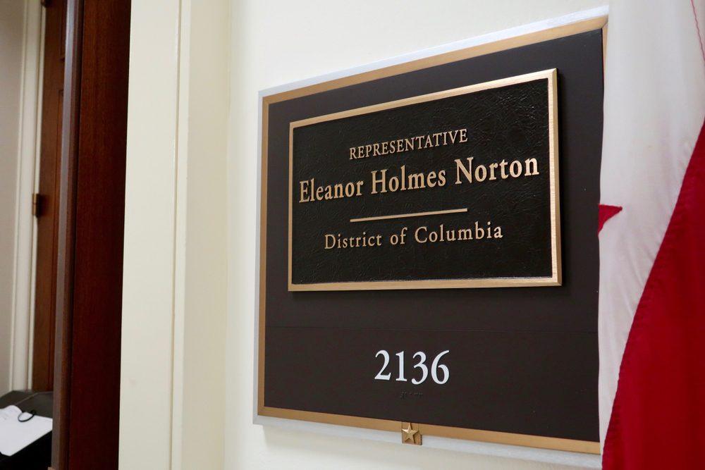 The sign outside the office of Congresswoman Eleanor Holmes Norton (D-DC)