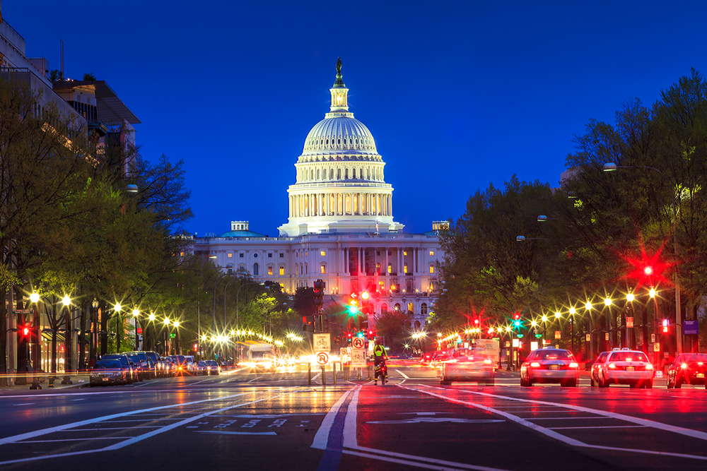 US Capitol building, night, Washington dc, city